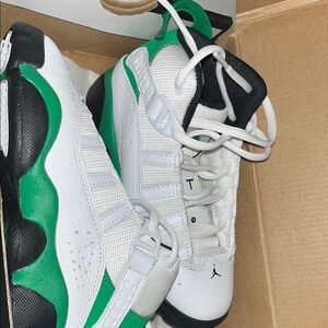 Jordan Kids White and Green Sneakers